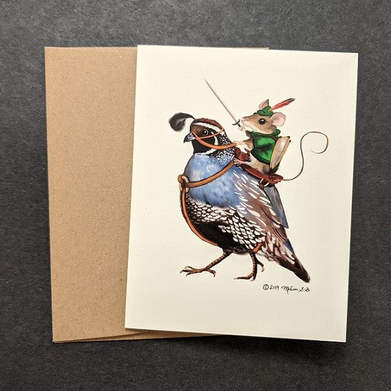 Quail Feather Greeting Card - Victoria Delahoyde